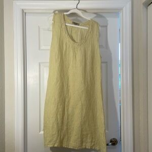 FLAX sz L Maxi Dress 100% Linen basket weave pattern in light green Almost New